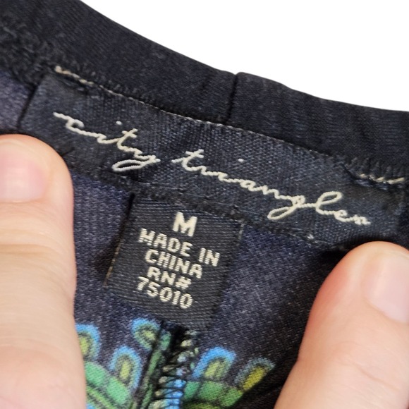 City Triangles Black Blue Green Paisley Sleeveless Maxi‎ Y2K Babydoll Dress M - Picture 4 of 10